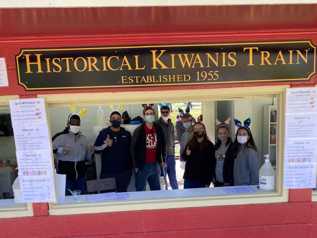 Key Club volunteers serve alongside Kiwanis members at the miniature train in Herman Park, operated by the Kiwanis Club of Goldsboro since it was gifted to the City of Goldsboro in 1955.  in Goldsboro's Herman Park since 